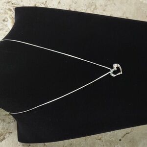 Sterling Silver Heart w/Emeralds Necklace